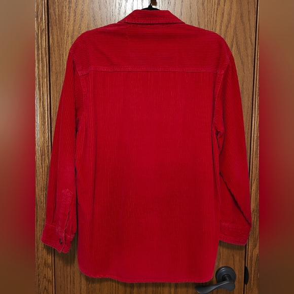Women's Faded Glory Red Wide-Whale Corduroy Shirt Jacket Shacket Blazer, M - Picture 3 of 4